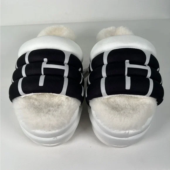 NWOB UGG Maxi‎ Slide Logo Real Fur From: Lamb, Fur Origin Australia 🇦🇺 Sz 8